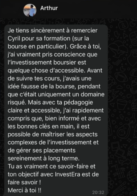 Message d’Arthur
